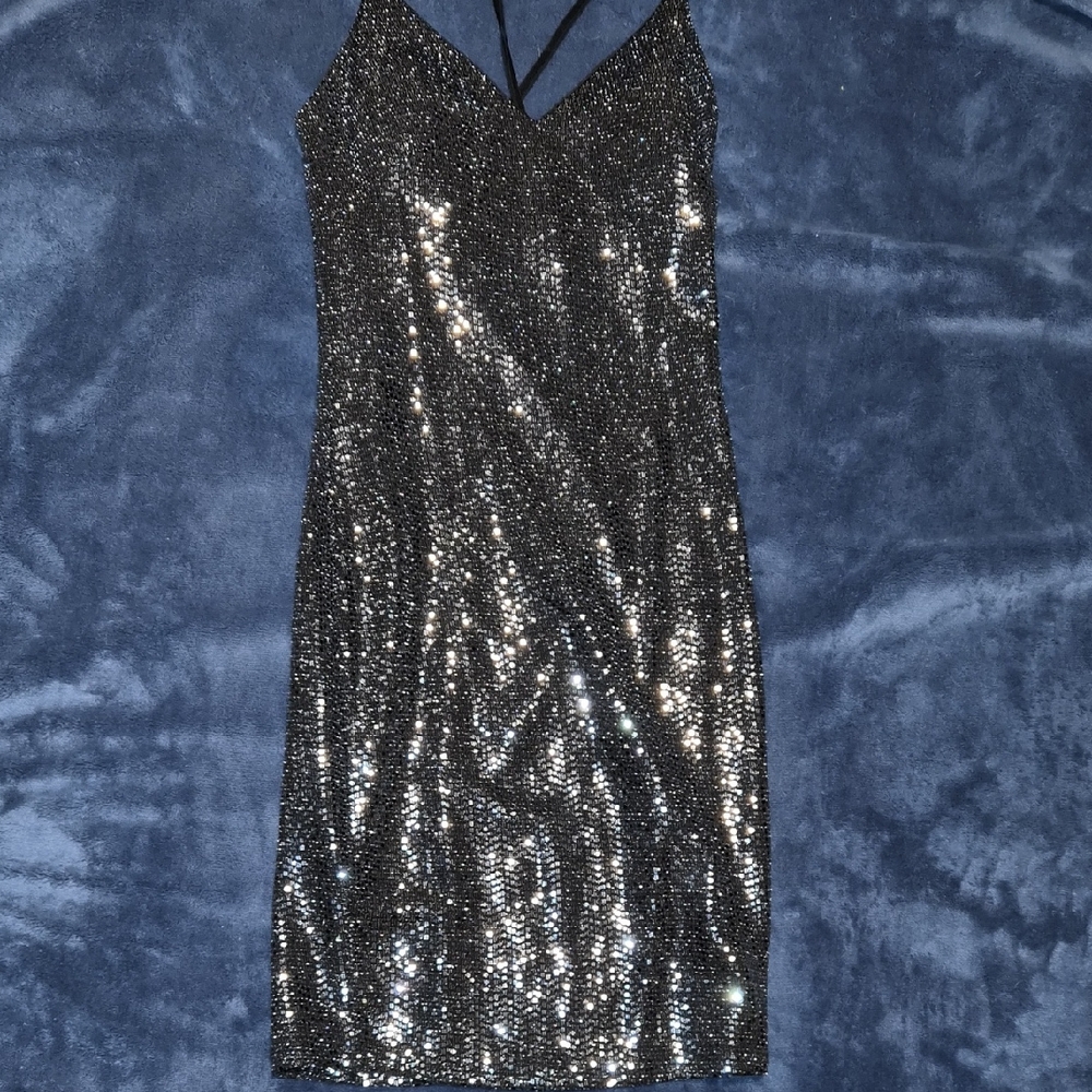Chocolate Black Sequin Mini Dress
